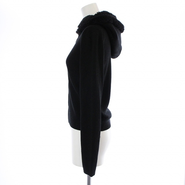 Aveniretoile(アベニールエトワール)のアベニールエトワール ニットジャケット フード ジップアップ ファー 36 黒 レディースのジャケット/アウター(その他)の商品写真