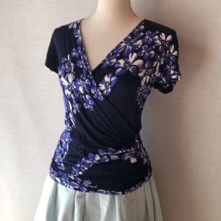 マックスマーラ(Max Mara)のマックスマーラ 花柄 カシュクール カットソー S(カットソー(半袖/袖なし))