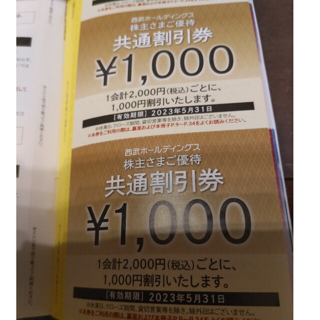 西武ホールディングス 共通割引券1000円✕10枚 - 宿泊券
