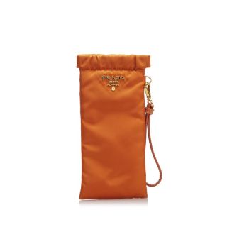 New Prada Papaya Orange Vitello Daino Pouch Cosmetic Case 1ND005 