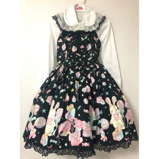 アンジェリックプリティー(Angelic Pretty)のTOY PARADE 胸スカラップJSK KC ハーフボンネ 黒(ひざ丈ワンピース)