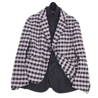 コムデギャルソン(COMME des GARCONS)の美品 トリコ コムデギャルソン tricot COMME des GARCONS ジャケット テーラード レイヤード チェック アウター レディース S グレー/ブラック(テーラードジャケット)