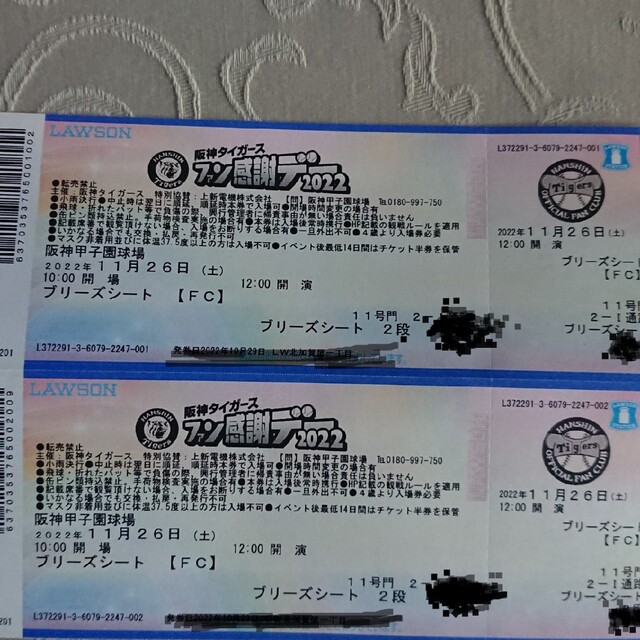 阪神タイガース ファン感謝デー ペアチケット 阪神タイガース ファン感謝デー ペアチケット