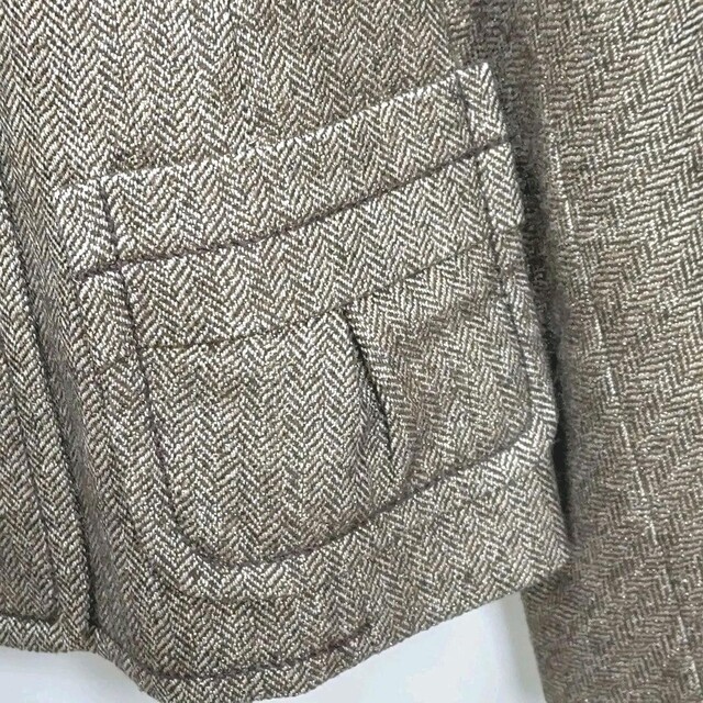 esche(エッシュ)のエッシュ　ツイードジャケット　ラメ　ウール６０％　シルク混　ＸＬ　茶　日本製 レディースのジャケット/アウター(テーラードジャケット)の商品写真