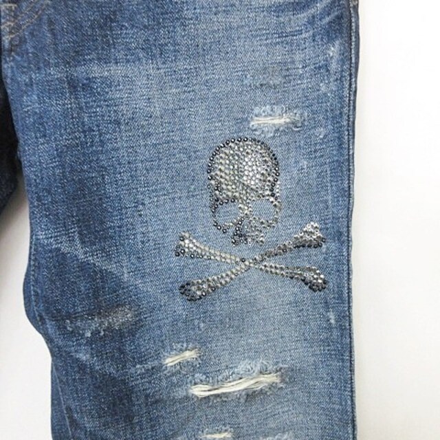 Roen(ロエン)のロエン デニム ジーンズ パンツ ロング丈 ダメージ加工 インディゴ 30 メンズのパンツ(デニム/ジーンズ)の商品写真