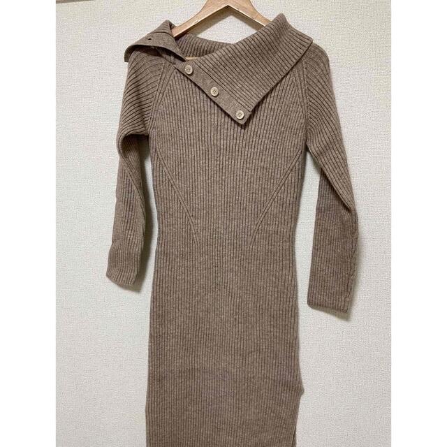 Button Offshoulder Knit Onepiece レディースのワンピース(ロングワンピース/マキシワンピース)の商品写真