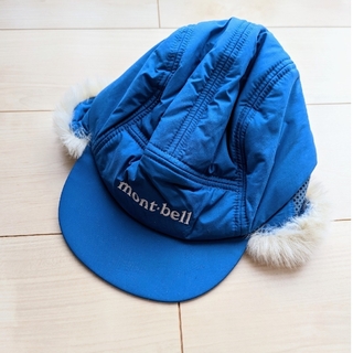 モンベル(mont bell)の【美品】Mont-bellモンベル　キッズ　ボア付キャップ　ブルー　フリーサイズ(帽子)