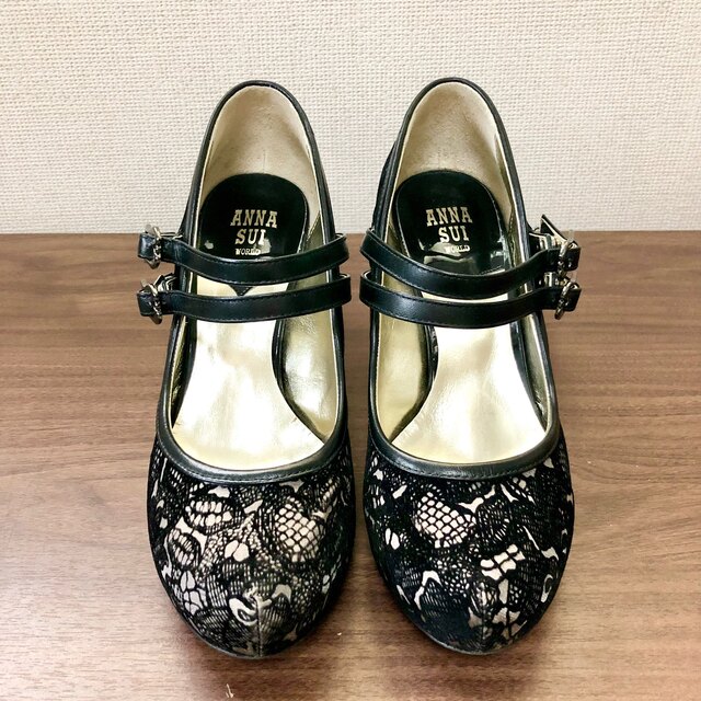 ANNA SUI アナスイ 猫脚 レース レースアップ　ブラック　ミドルブーツ