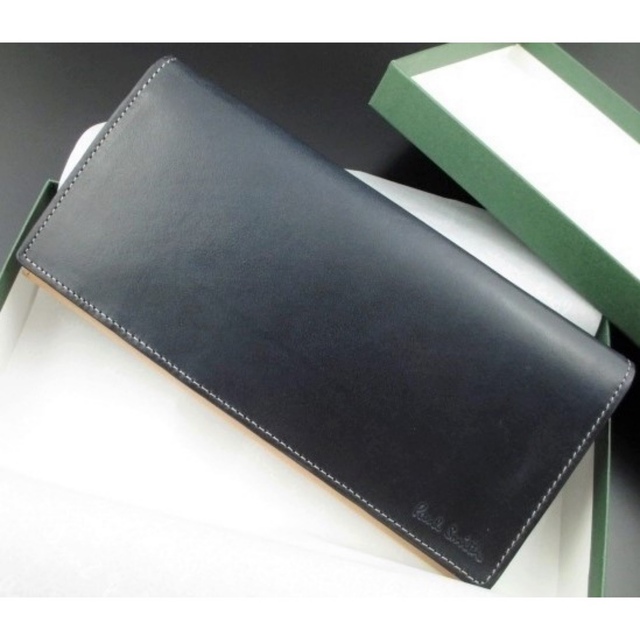 ☆送料込み☆新品☆箱付 ポールスミス 高級レザー使用 長財布 ネイビー
