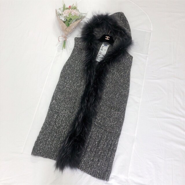 小物 VOLATA ニットファーベスト グレー 毛皮 - winterparksmiles.com