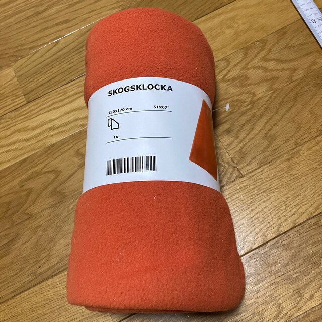 IKEA(イケア)のシングル　ブランケット　毛布オレンジ　ベッド　ソファー インテリア/住まい/日用品の寝具(毛布)の商品写真
