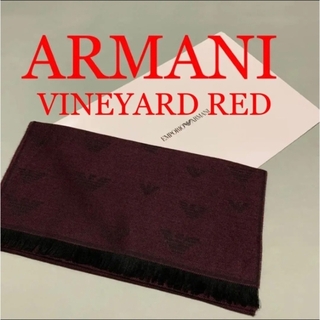 エンポリオアルマーニ(Emporio Armani)のイタリア製　EMPORIO ARMANI スカーフウール混紡ジャカードロゴレッド(マフラー)