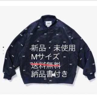 ダブルタップス(W)taps)の【M】 WTAPS TEAM JACKET NAVY クロスボーン 刺繍(ナイロンジャケット)