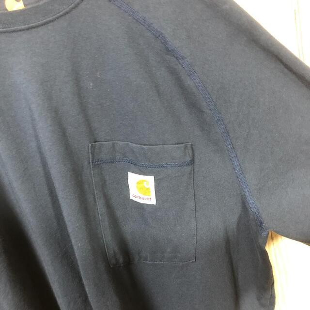 『ポケT』90s  カーハート ネイビー ワンポイント Tシャツ
