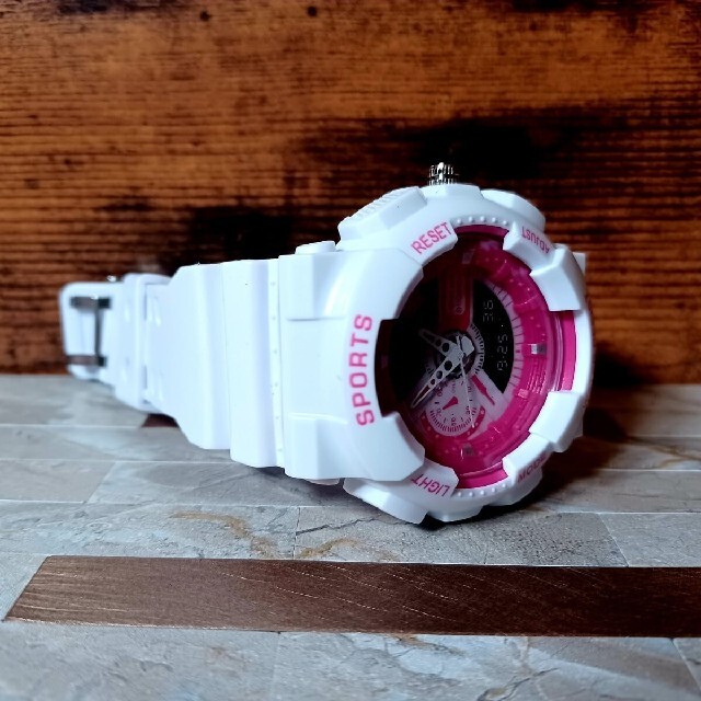 【デジタルダミー】アナログ腕時計 メンズ レディース ボーイズ ガールズ 白ピン メンズの時計(腕時計(デジタル))の商品写真
