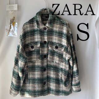 ザラ(ZARA)のZARA 美品　テクスチャー入りチェック柄シャツジャケット(ブルゾン)