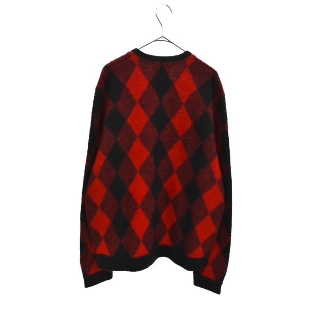 SUPREME シュプリーム 18SS Brushed Argyle Cardigan ブラッシュド アーガイルニット カーディガン ブラック/レッド