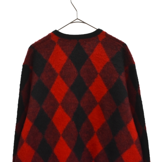 SUPREME シュプリーム 18SS Brushed Argyle Cardigan ブラッシュド アーガイルニット カーディガン ブラック/レッド