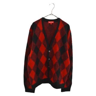 シュプリーム(Supreme)のSUPREME シュプリーム 18SS Brushed Argyle Cardigan ブラッシュド アーガイルニット カーディガン ブラック/レッド(カーディガン)