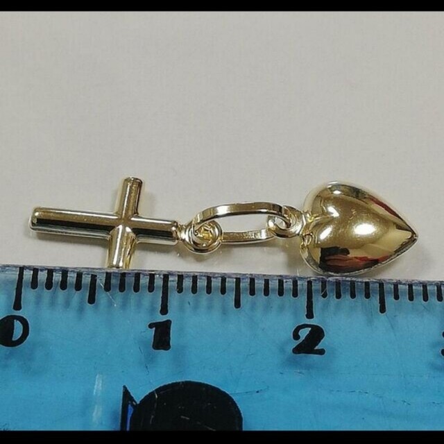 大阪値下げ K18 18金 18k YG クロス&ハート ペンダントトップ
