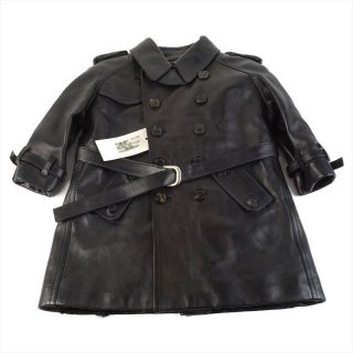 グッチ(Gucci)の未使用 タグ付き グッチ GUCCI レザー トレンチコート 子供服 キッズ 黒(コート)