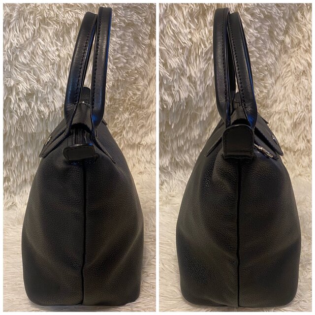 LONGCHAMP(ロンシャン)の希少 ロンシャン プリアージュ オールレザー ハンドバッグ 黒 ホースロゴ レディースのバッグ(ハンドバッグ)の商品写真