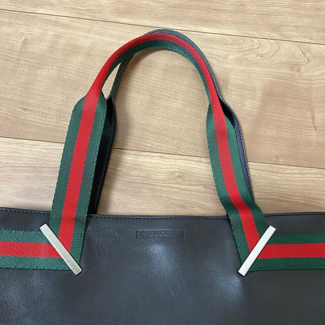 極美品 グッチ 本革 オールレザー トートバッグ 73983 シェリーライン