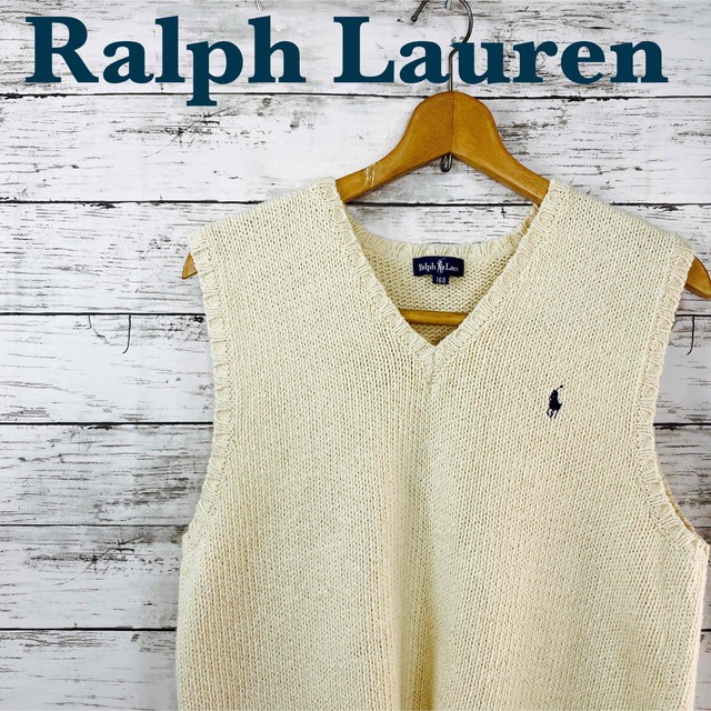 POLO RALPH LAUREN(ポロラルフローレン)のRalph Lauren/ラルフローレン　アイボリー　ニットベスト　160サイズ レディースのトップス(ベスト/ジレ)の商品写真