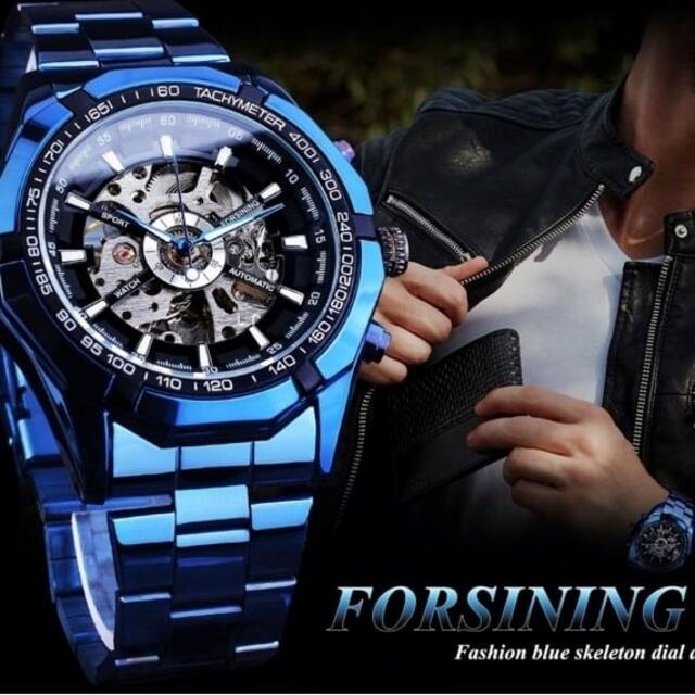 新品 送料無料 3D フルスケルトン 自動巻き 機械式 メンズ 腕時計