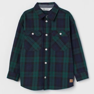 H&M タータンチェックコットンツイルシャツ135cw(ブラウス)