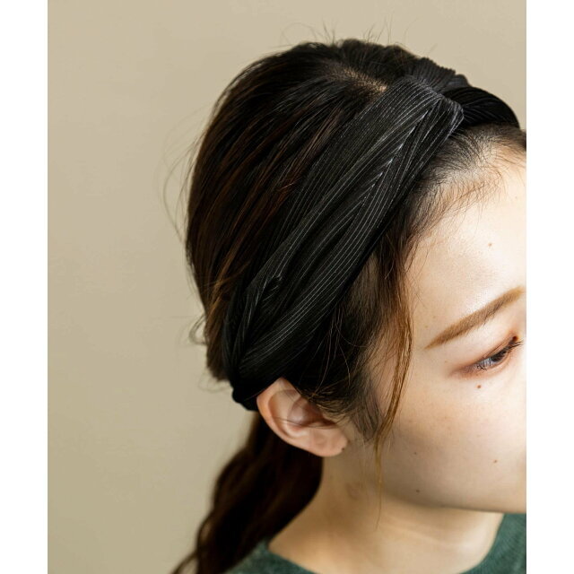 SMELLY(スメリー)の【BLK】コーデュロイクロスヘアターバン レディースのヘアアクセサリー(カチューシャ)の商品写真