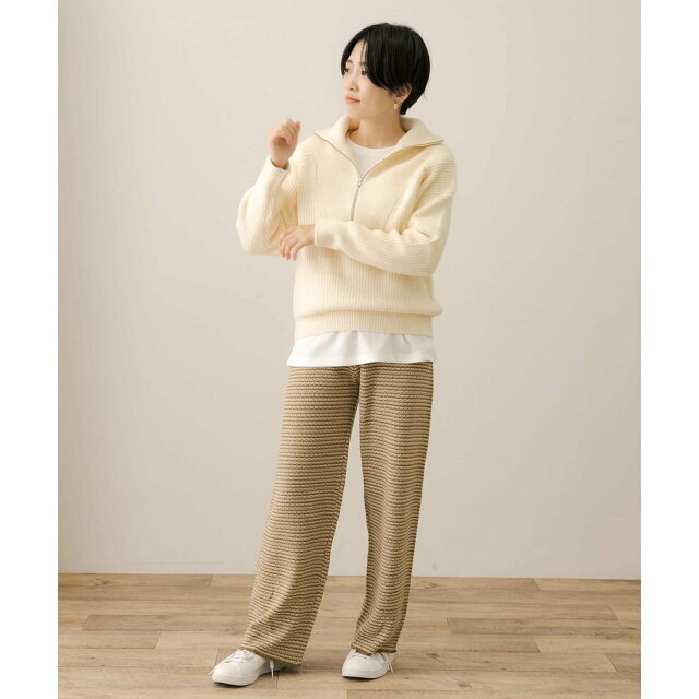 【ブラック】ジャガード柄編みニットパンツ 5