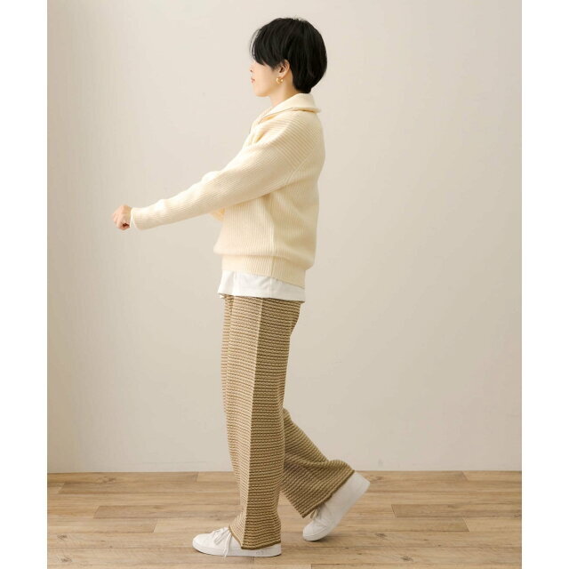 【ブラック】ジャガード柄編みニットパンツ 6
