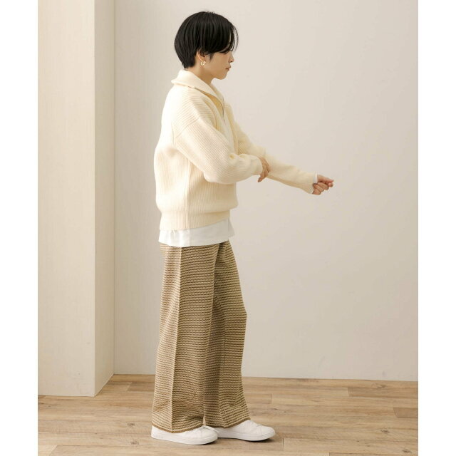 【ブラック】ジャガード柄編みニットパンツ 8