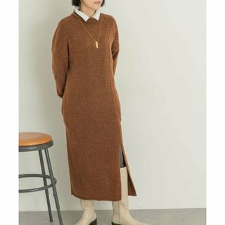 アーバンリサーチラボ(UR Lab.)の【BROWN】スリットニットタートルワンピース(ロングワンピース/マキシワンピース)