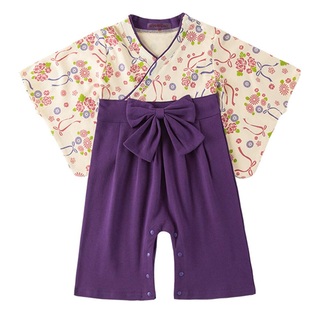 袴ロンパース　女の子　紫　花(和服/着物)
