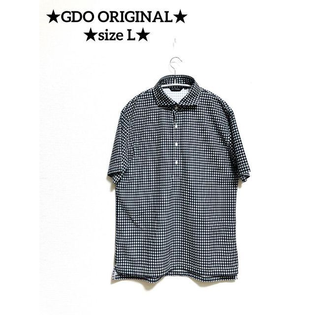 【美品】GDO メンズ 半袖 ポロシャツ ゴルフ ギンガムチェック　L メンズのトップス(ポロシャツ)の商品写真