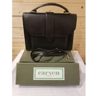 カルヴェン(CARVEN)のcarven ショルダーバッグ ハンドバッグ 黒 レザー 中古品(ショルダーバッグ)