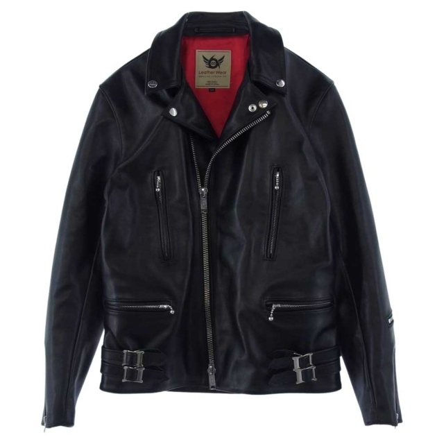 トリプルシックスレザーウェア 666 Leather Wear ジャケット LJM1TFL タイトフィット サイド ベルト ダブルライダース ブラック  ブラック系 36約49cm袖丈