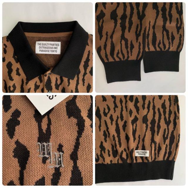 L【WACKOMARIA】LEOPARD KNIT POLO／新品タグ付／送料込