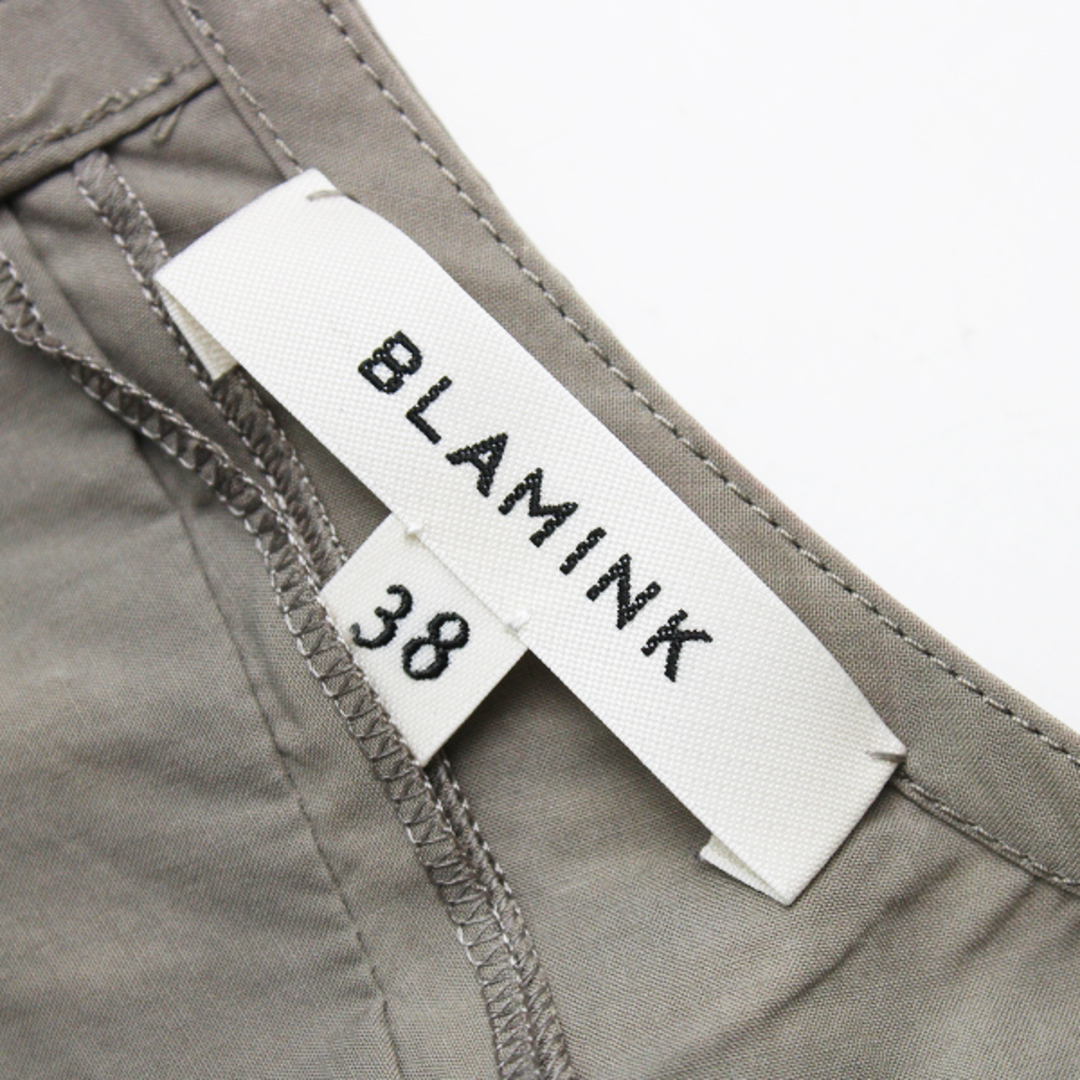 2021年 BLAMINK ブラミンク コットンシルクバックジップブラウス 38/グレージュ系 トップス プルオーバー【2400013039802】