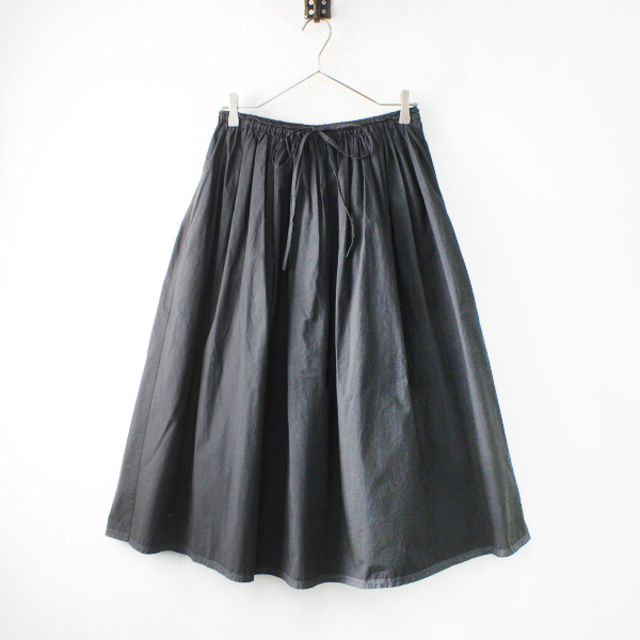 mina perhonen - 2020SS mina perhonen ミナペルホネン papier コットン フレアギャザースカート F/ブラック ボリューム【2400013039796】