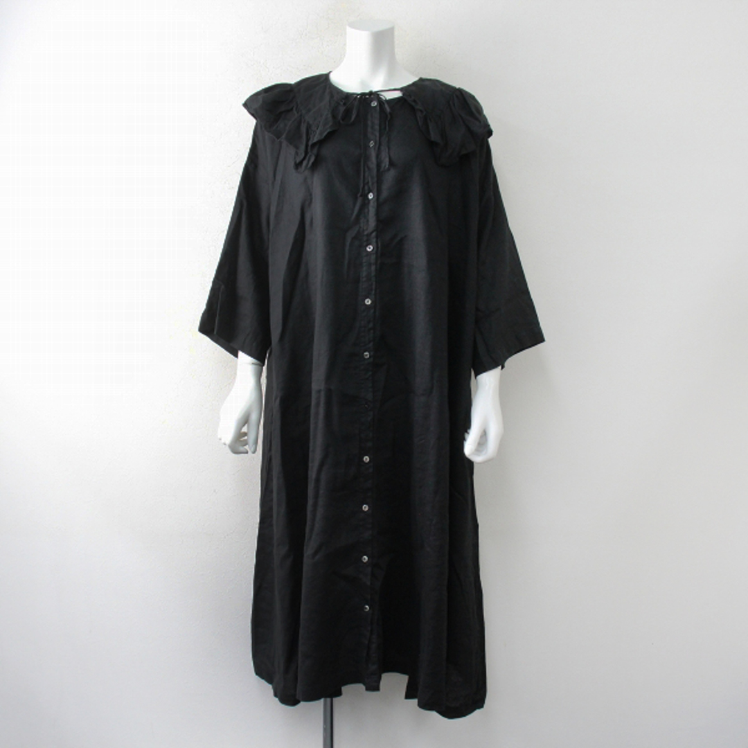 nest Robe(ネストローブ)の2022SS nest Robe ネストローブ リネン 2way付け襟ワンピース F/ブラック【2400013053990】 レディースのワンピース(その他)の商品写真