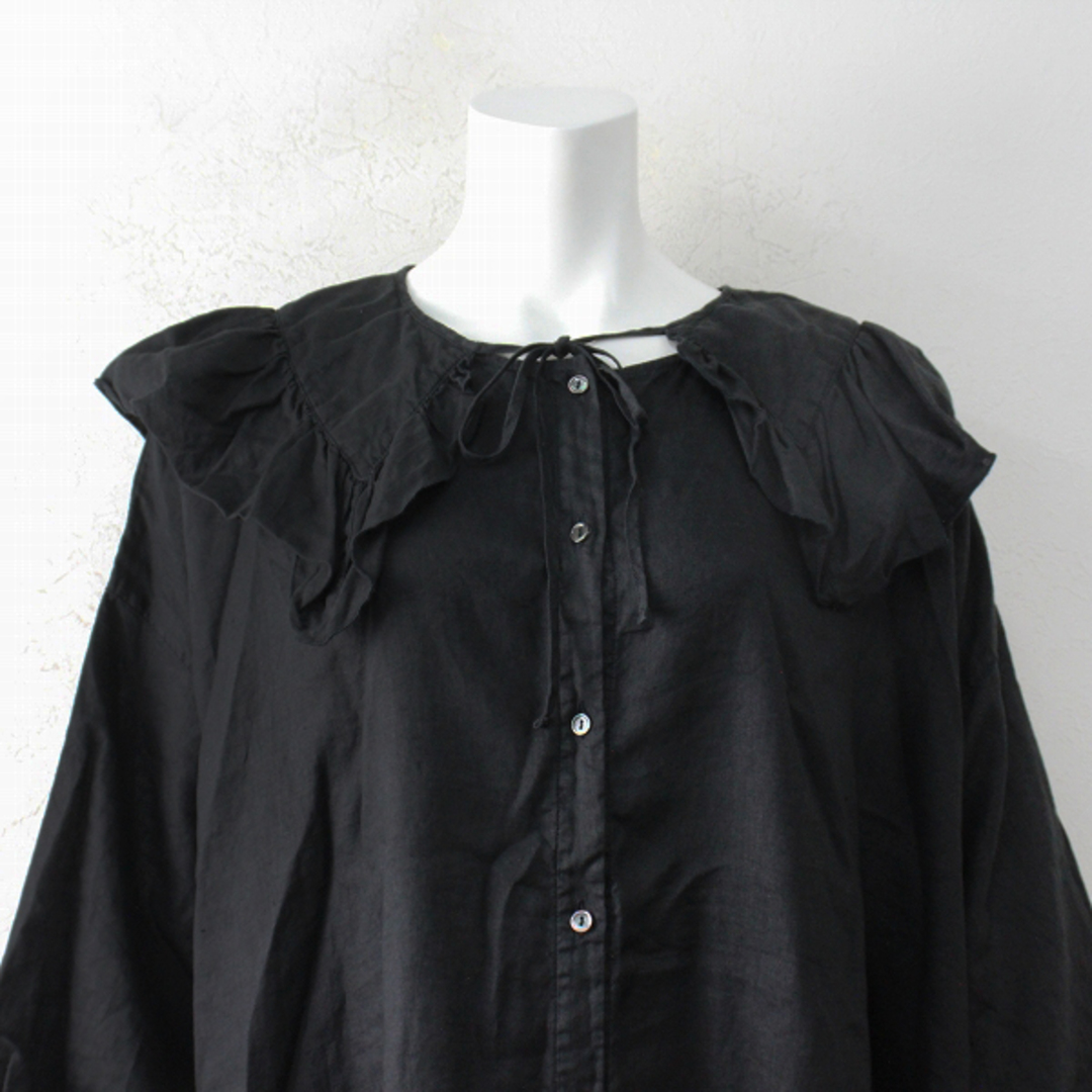 nest Robe(ネストローブ)の2022SS nest Robe ネストローブ リネン 2way付け襟ワンピース F/ブラック【2400013053990】 レディースのワンピース(その他)の商品写真