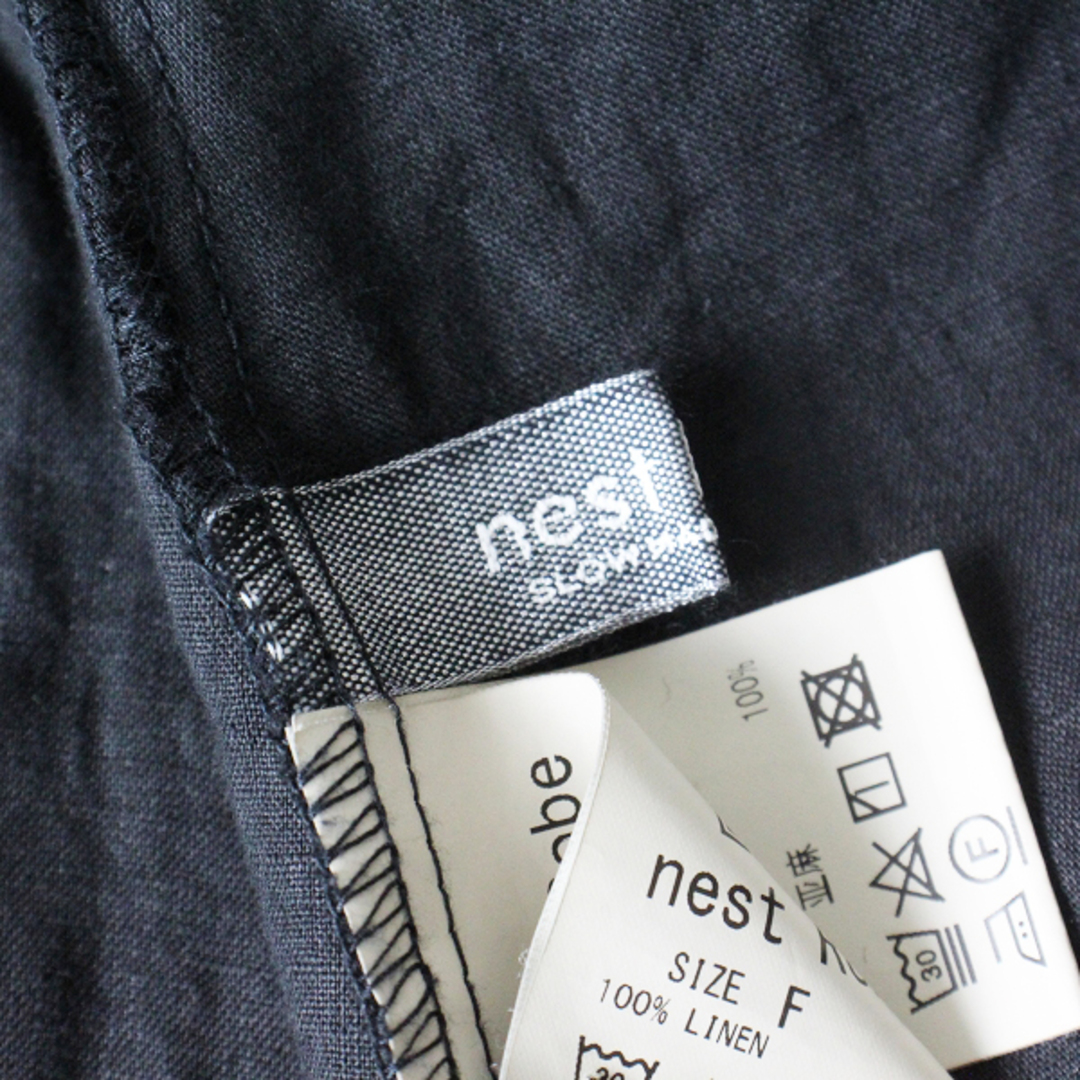 nest Robe(ネストローブ)の2022SS nest Robe ネストローブ リネン 2way付け襟ワンピース F/ブラック【2400013053990】 レディースのワンピース(その他)の商品写真