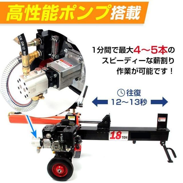 油圧式薪割り機 エンジン式 油圧 18t 6.5馬力 カッター od572 その他