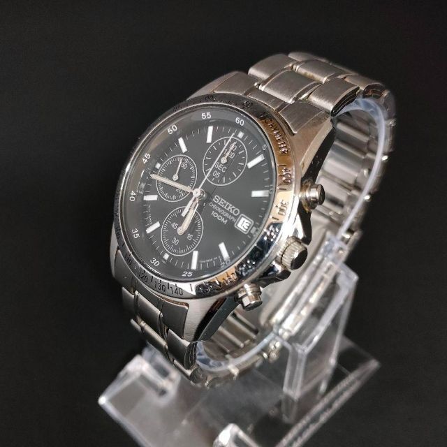 【良品】SEIKO　セイコー　7T92　ブラック　メンズ時計　クロノグラフ