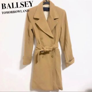 トゥモローランド(TOMORROWLAND)のBAIISEY♡ダブルボタン ロングコート リボン ウール アンゴラ レディース(ロングコート)