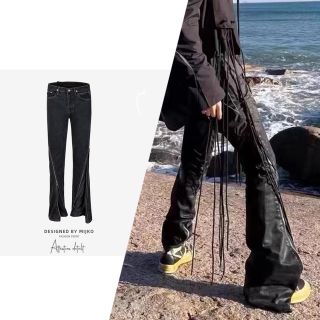 リックオウエンス(Rick Owens)のメンズファッション サイド斜めジップ デニムパンツ　ストリート　スニーカー　好き(デニム/ジーンズ)