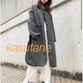 カスタネ(Kastane)のパイピングコート グレー ライナー付き◻️カスタネ(ロングコート)